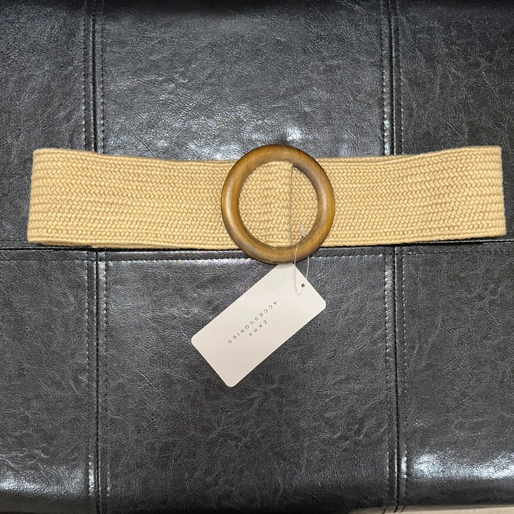 Zara belt with rafia buckle